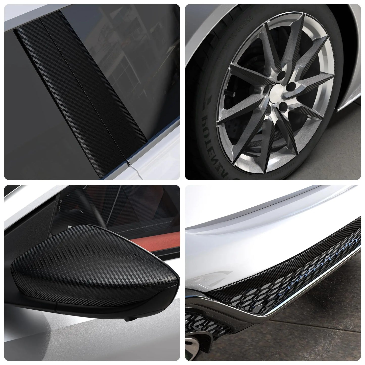 3D Nano Carbon Fiber Car Wrap Film – Transparent Black Protective Vinyl Sticker (1-10m)
