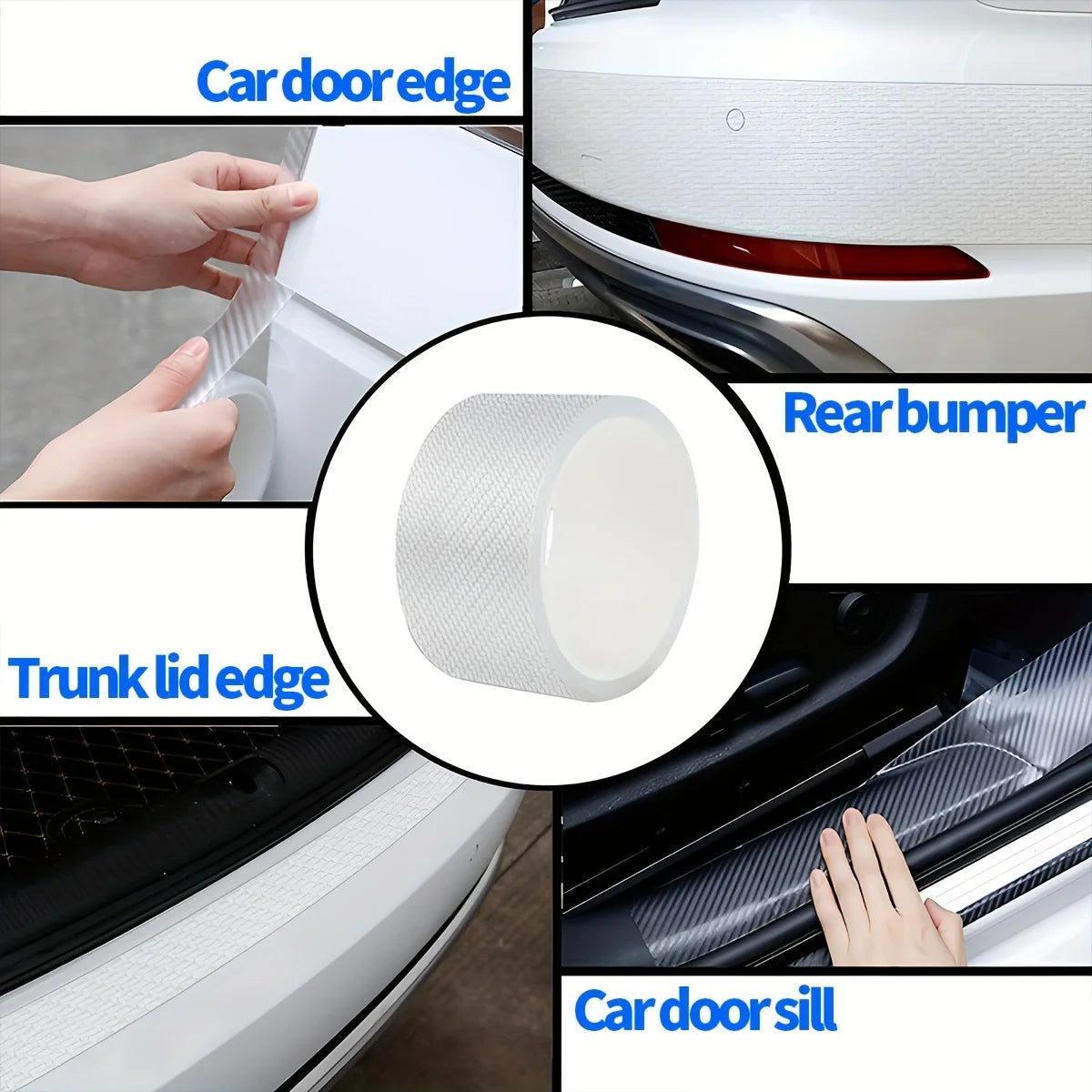 3D Nano Carbon Fiber Car Wrap Film – Transparent Black Protective Vinyl Sticker (1-10m)